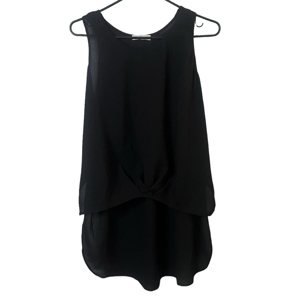 Mod Ref Women Large Black Sleeveless High Low Blouse Lightweight New